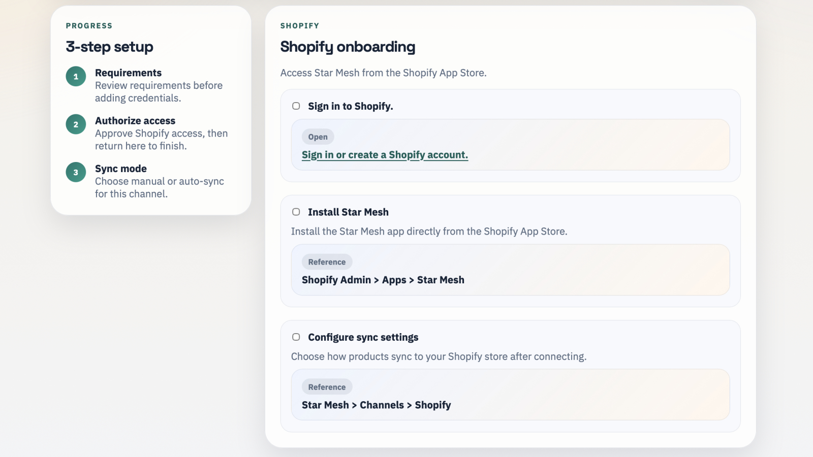 Shopifyストア接続画面